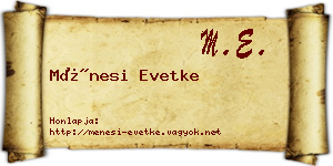 Ménesi Evetke névjegykártya